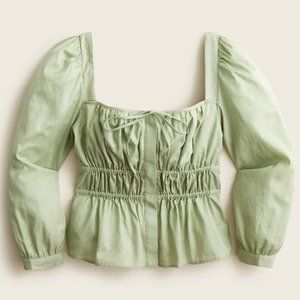 J.Crew Cinched-waist top in herringbone cotton